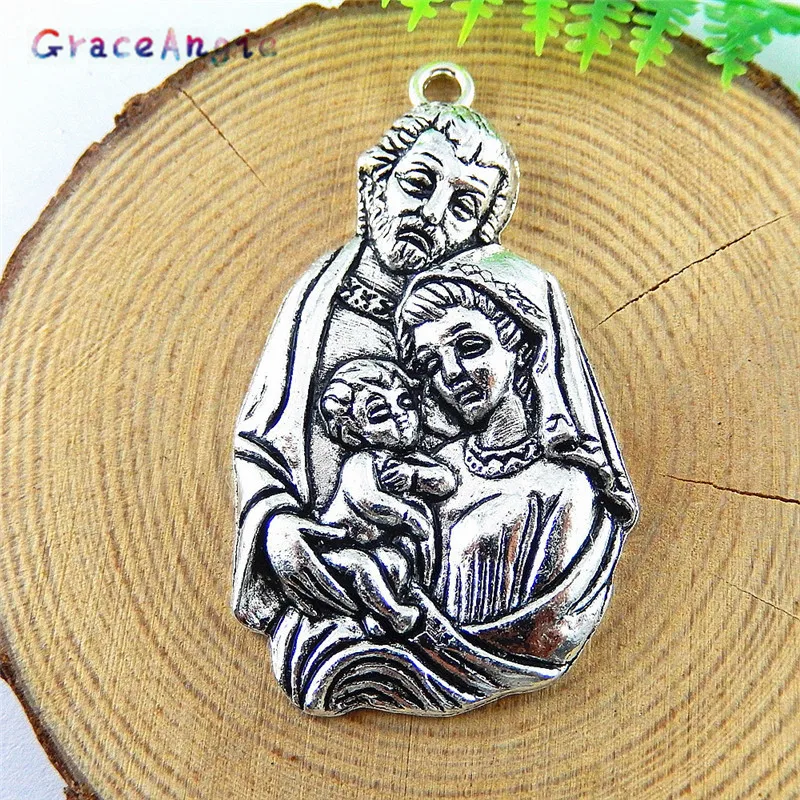 GraceAngie 2pcs/pack Zinc Alloy Religious Style Exotic Culture Saint Virgin Mary Joseph Baby Jesus jewelry pendant Accessories | Украшения