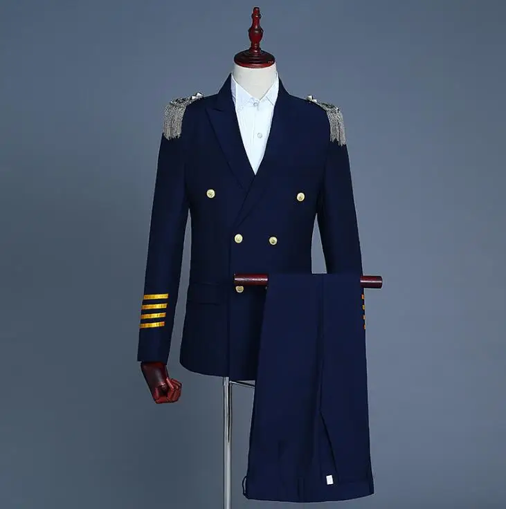 Singer star style dance stage clothing for men Double-breasted suit set with pants mens wedding suits tassel formal dress blue
Singer star style dance stage clothing for men Double-breasted suit set with pants mens wedding suits tassel formal dress blue