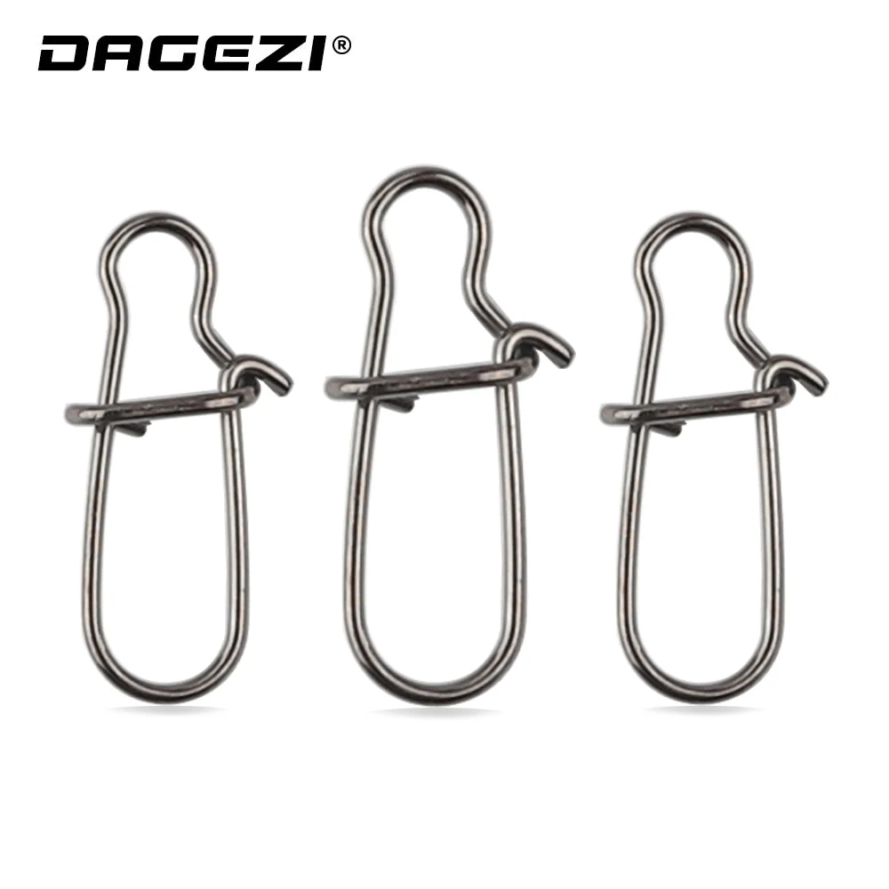 DAGEZI 100pcs/lot Stainless Steel Swivel Snap Hooked Snap Pin Swivel Safety Snap Solid Rings Black Fishing Connector
DAGEZI 100pcs/lot Stainless Steel Swivel Snap Hooked Snap Pin Swivel Safety Snap Solid Rings Black Fishing Connector