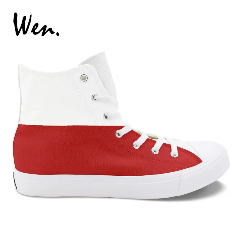 Wen Canvas Shoes Hand Painted Poland Flag Design White Red Stripes Sneakers Men Women Vulcanize Shoes Cross Straps Plimsolls
Wen Canvas Shoes Hand Painted Poland Flag Design White Red Stripes Sneakers Men Women Vulcanize Shoes Cross Straps Plimsolls