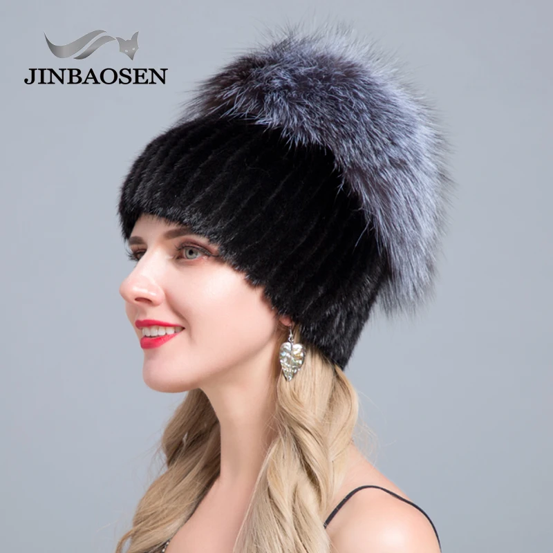 JINBAOSEN/Лидер продаж русская меховая шапка Оттер с лисой в сочетании мехом модная