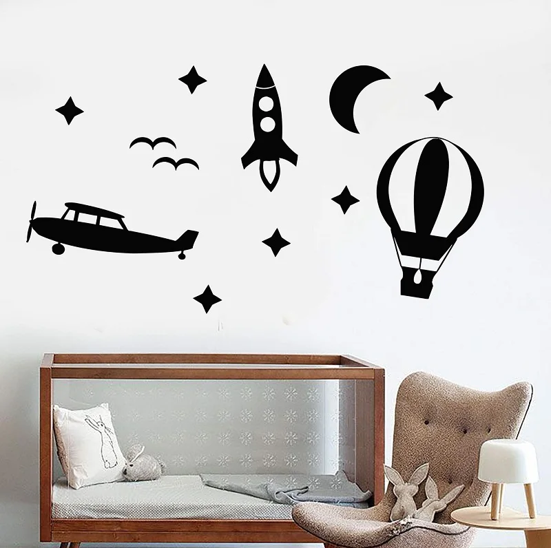 Vinyl wall applique toy balloon rocket plane sky children room fashion design sticker, boy room decoration ET38
Vinyl wall applique toy balloon rocket plane sky children room fashion design sticker, boy room decoration ET38
