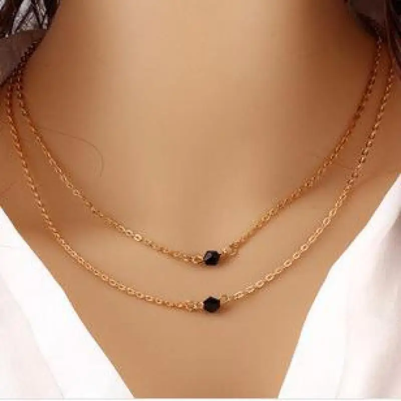 Joker Fashion Ultimate Simple Double Black Crystal Model Double Short Clavicle Chain Barrel Bead Necklace Sweater Necklace
Joker Fashion Ultimate Simple Double Black Crystal Model Double Short Clavicle Chain Barrel Bead Necklace Sweater Necklace