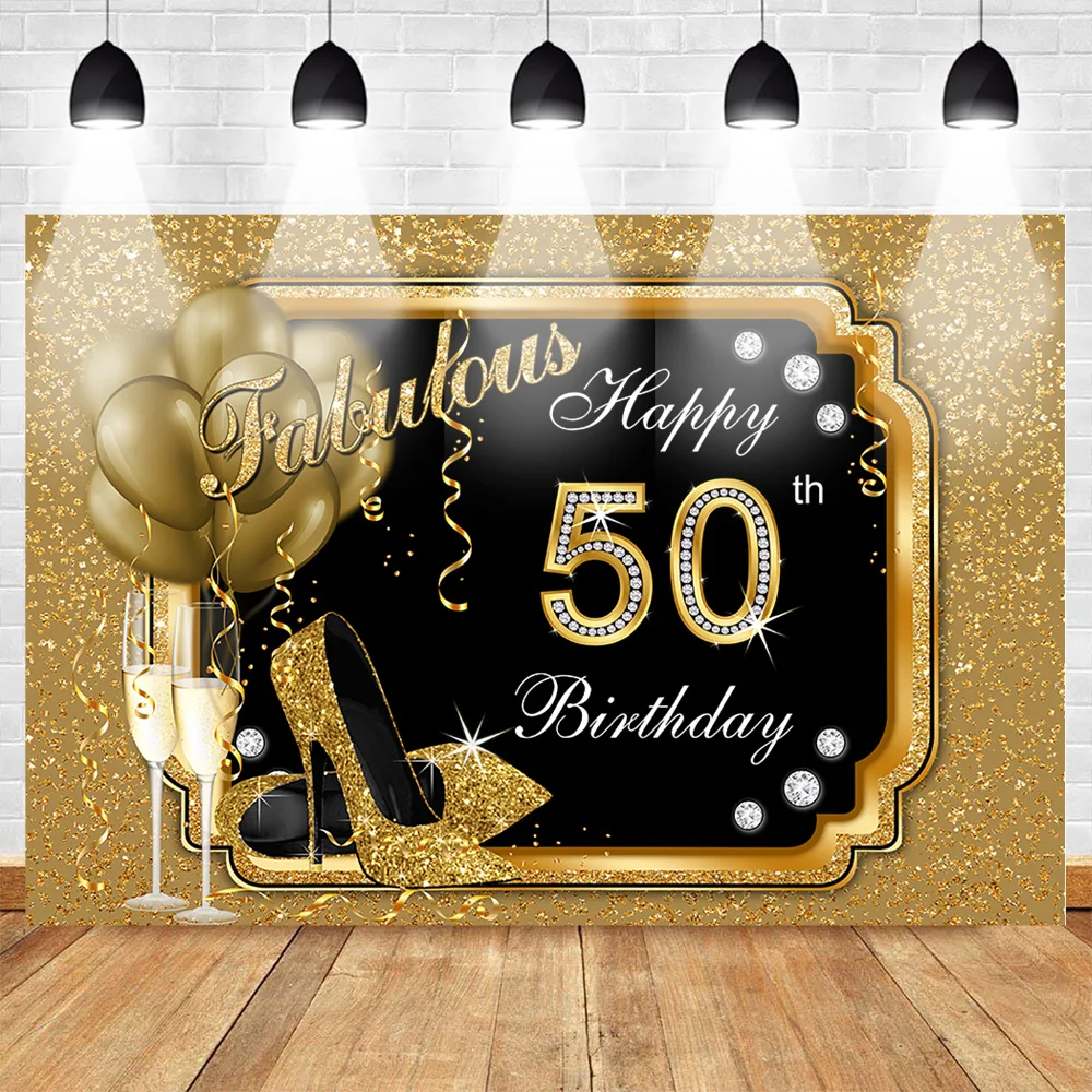 50th Birthday Party Photography Backdrops for Lady Golden High heels and Frame Balloon Photo Background Celebration Props
50th Birthday Party Photography Backdrops for Lady Golden High heels and Frame Balloon Photo Background Celebration Props