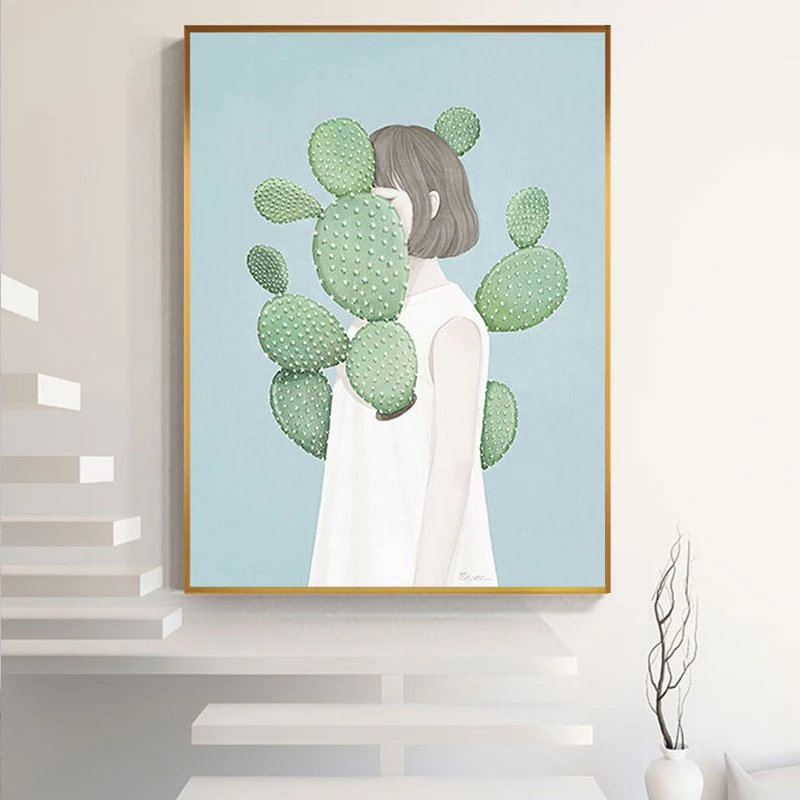 Anime Print Poster Nordic Blue Flower Cactus Leaf Obscuring Face Girl Canvas Painting For Living Room Girls Room Cute Wall Art
Anime Print Poster Nordic Blue Flower Cactus Leaf Obscuring Face Girl Canvas Painting For Living Room Girls Room Cute Wall Art
