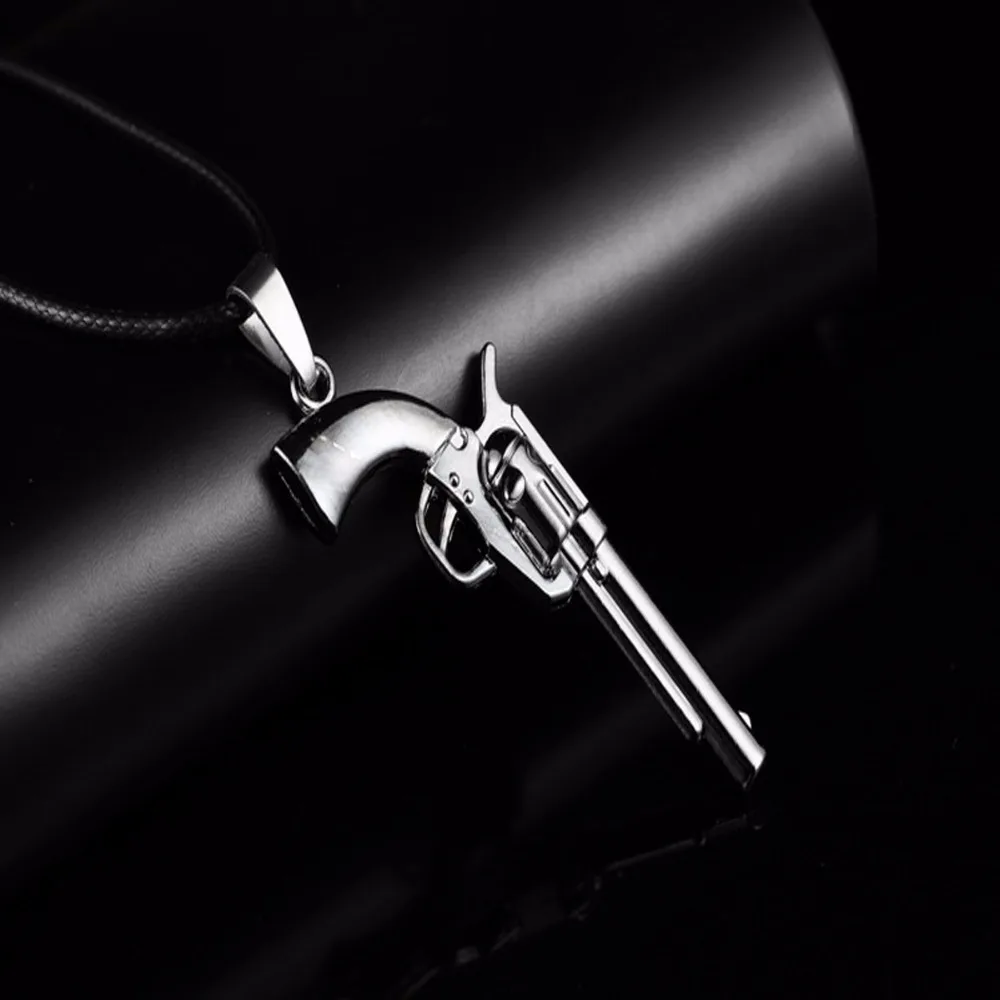 24PC/Lot Personality Pistol Gun Pendant Necklace Stainless Steel Charm Leather Rope Jewelry Friends Birthday Gifts Choker Collar
24PC/Lot Personality Pistol Gun Pendant Necklace Stainless Steel Charm Leather Rope Jewelry Friends Birthday Gifts Choker Collar