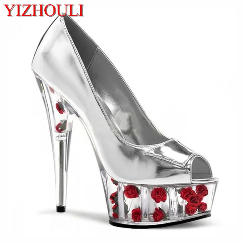 15cm sexy High-Heeled Shoes With Romantic Crystal Rose silver/ Bride Wedding Shoes 6 Inch Beautiful Flowers Platforms Shoes
15cm sexy High-Heeled Shoes With Romantic Crystal Rose silver/ Bride Wedding Shoes 6 Inch Beautiful Flowers Platforms Shoes