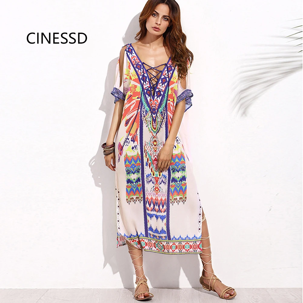 Cinessd LongDress Backless Loose Large Size V-neck Sexy Bohemian Beach Print Tulle Spring Summer Dress Dashik Africa Summerdress
Cinessd LongDress Backless Loose Large Size V-neck Sexy Bohemian Beach Print Tulle Spring Summer Dress Dashik Africa Summerdress