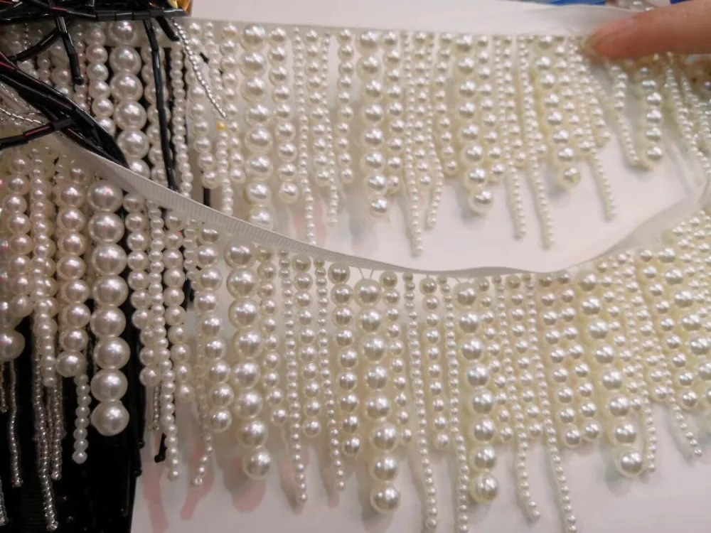 Белая свадебная подвесная бусина длинная жемчужная бахрома бисерная кисточка