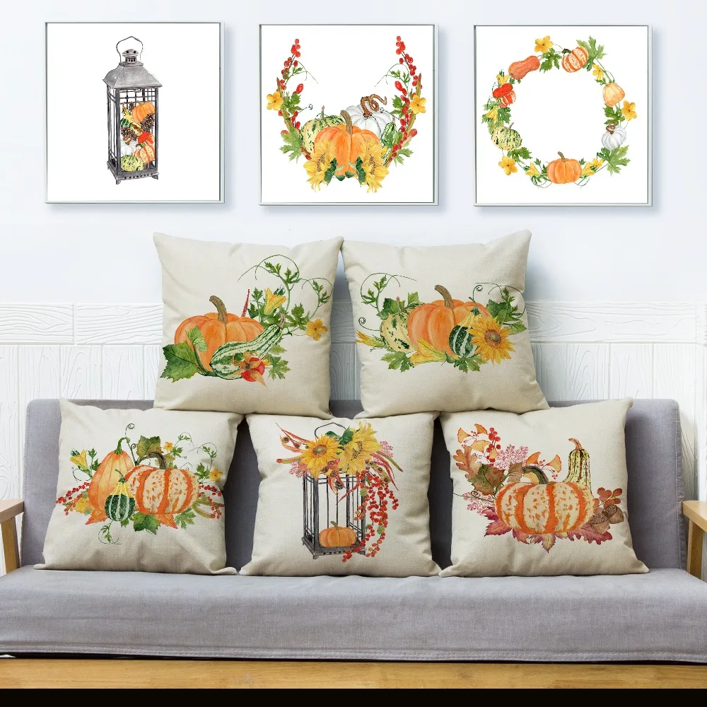 Watercolor Autumn Pumpkin Print Cushion Cover Beige Linen Pillowcase 45*45cm Square Throw Pillows Covers Home Decor Pillow Case
Watercolor Autumn Pumpkin Print Cushion Cover Beige Linen Pillowcase 45*45cm Square Throw Pillows Covers Home Decor Pillow Case