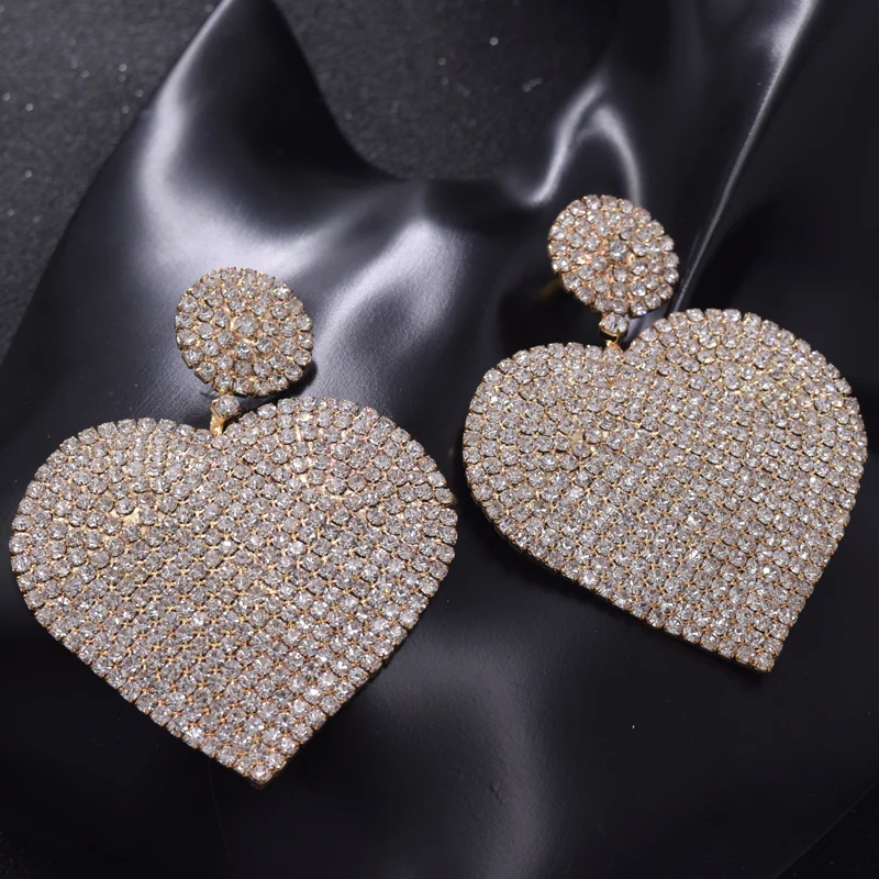 Big size Cute heart shape golden plated rhinestones bridal earring crystal dangle wedding dress girls gift for christmas party
Big size Cute heart shape golden plated rhinestones bridal earring crystal dangle wedding dress girls gift for christmas party