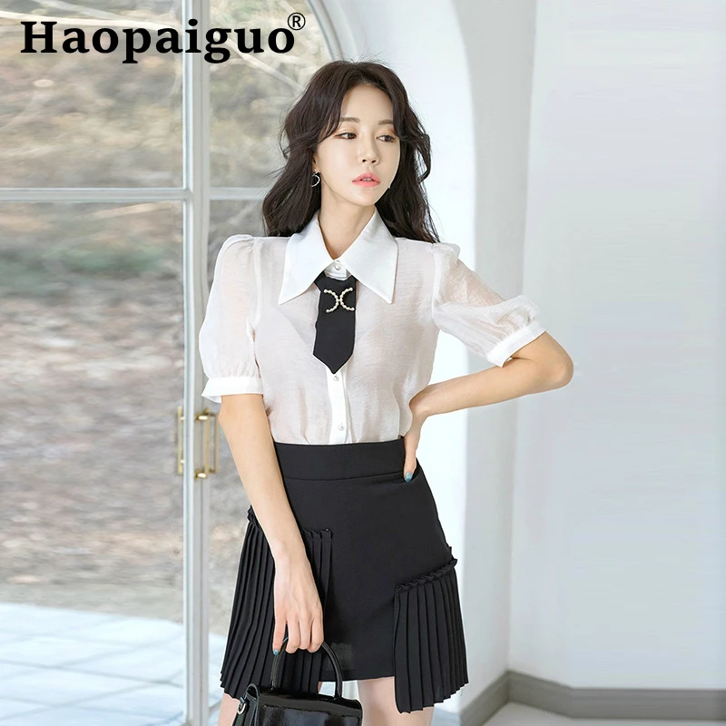 Plus Size Summer OL Office Two Pieces Set Short Sleeve Corset White Blouse and Pleated Ruffles Mini Skirt Casual 2 Pieces Set
Plus Size Summer OL Office Two Pieces Set Short Sleeve Corset White Blouse and Pleated Ruffles Mini Skirt Casual 2 Pieces Set