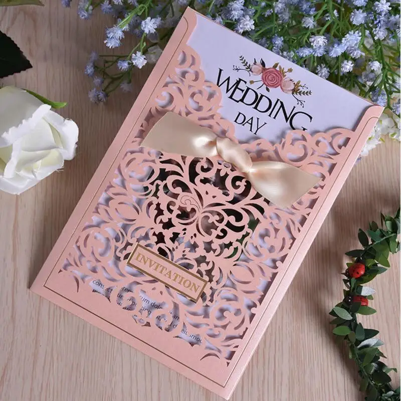 20pcs/lot Pink Paper Cards Romantic Wedding Party Invitations with Ribbon Bow Birthday Wedding Anniversary Greeting Cards
20pcs/lot Pink Paper Cards Romantic Wedding Party Invitations with Ribbon Bow Birthday Wedding Anniversary Greeting Cards