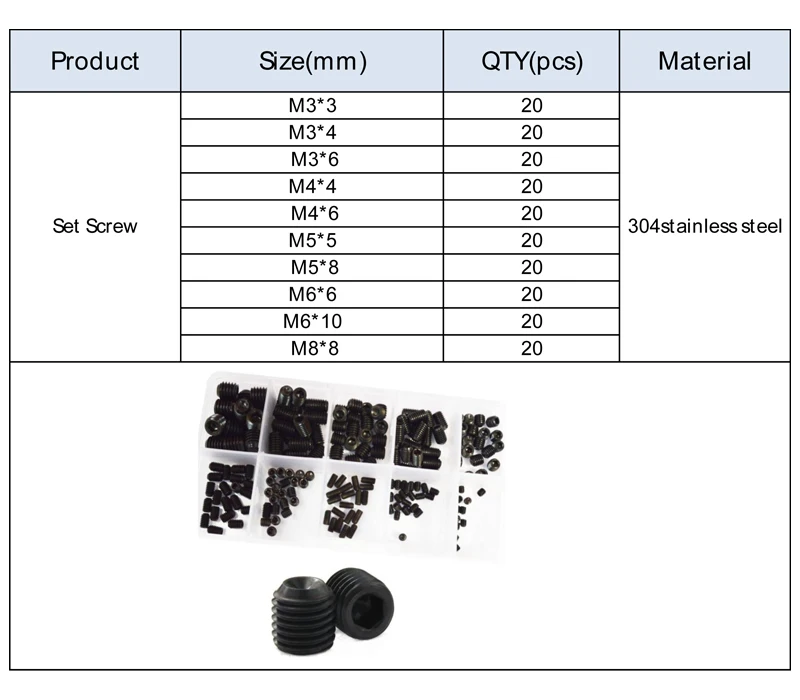 Hex Socket Set Grub Screw Metric Thread Hexagon Allen Machine Bolt Assortment Kit Set Box Alloy Steel 12.9 Black M3 M4 M5 M6 M8
Hex Socket Set Grub Screw Metric Thread Hexagon Allen Machine Bolt Assortment Kit Set Box Alloy Steel 12.9 Black M3 M4 M5 M6 M8