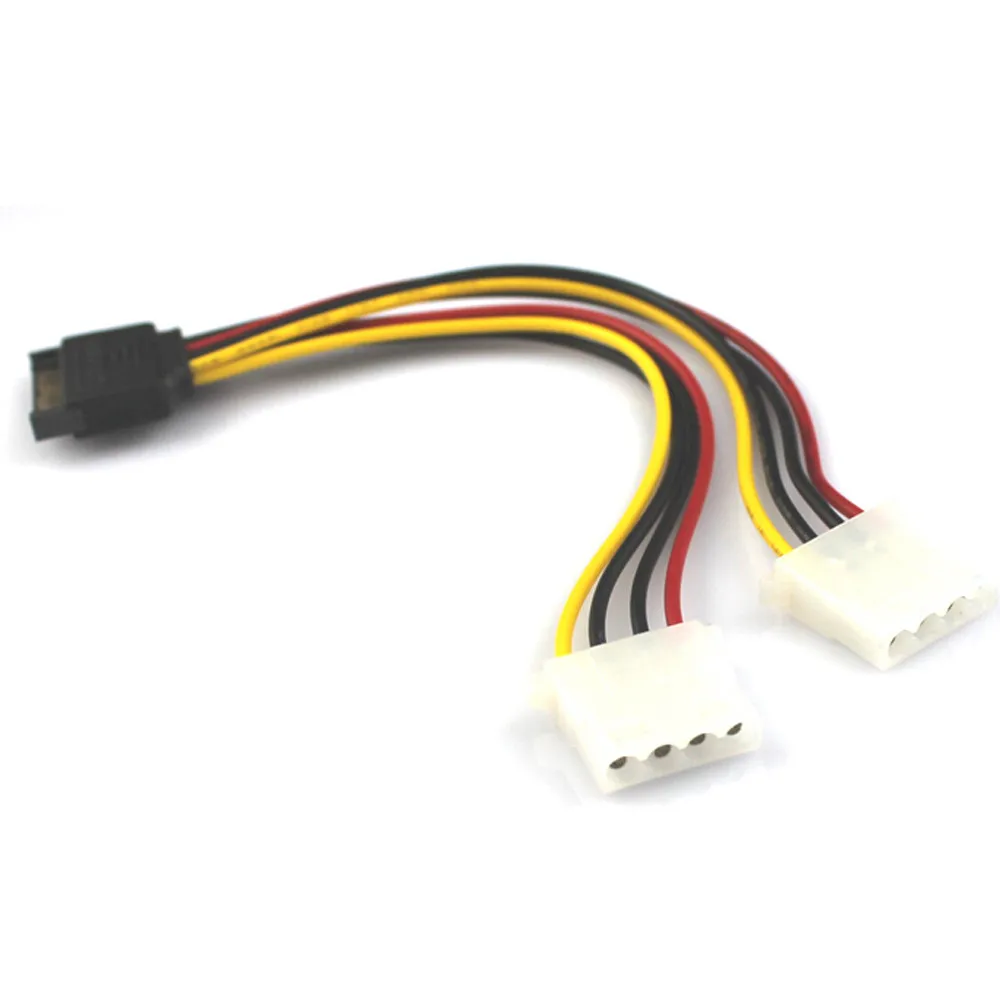 15 Pin SATA Male to 2 Female 4 Molex IDE HDD силовой кабель жесткого диска P0325|Компьютерные кабели и