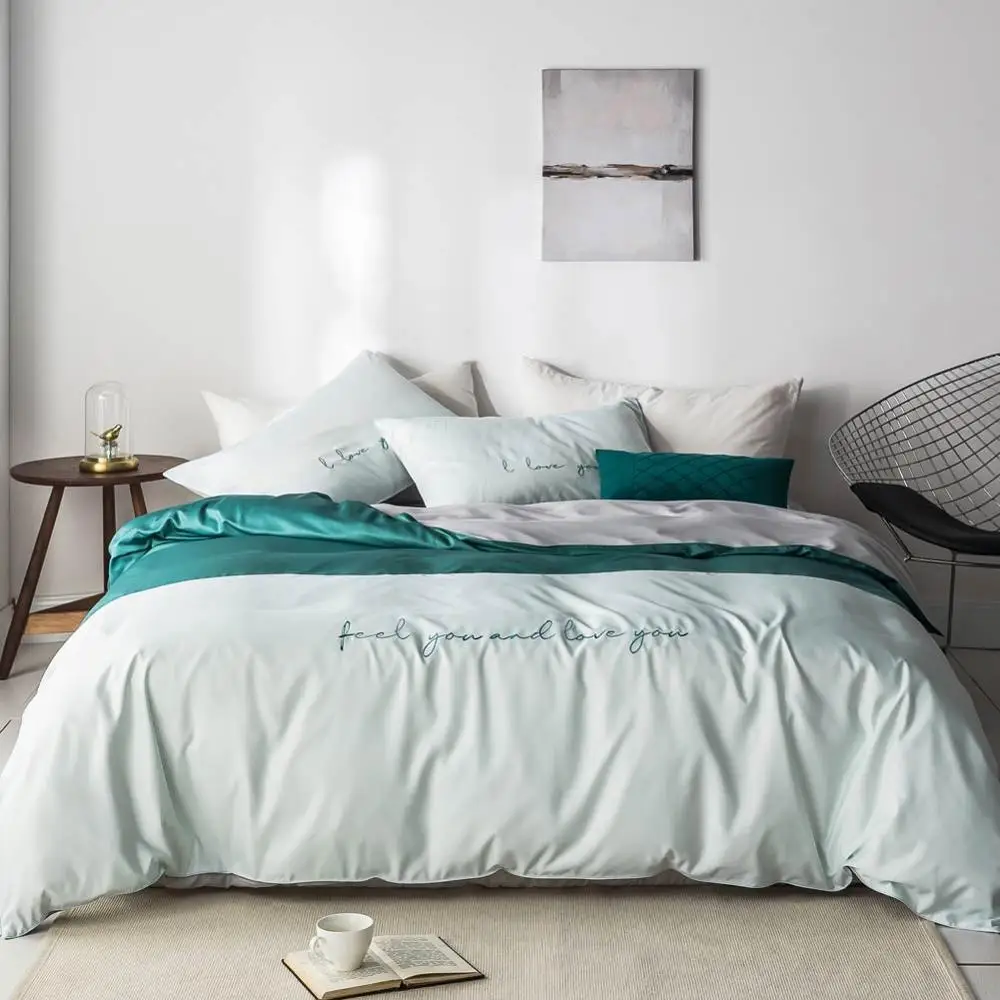 2019 Nordic Light Green Dark INS Embroidery Bedlinens Rayon Satin Duvet Cover Set Queen King Bedsheet Bedding Set
2019 Nordic Light Green Dark INS Embroidery Bedlinens Rayon Satin Duvet Cover Set Queen King Bedsheet Bedding Set