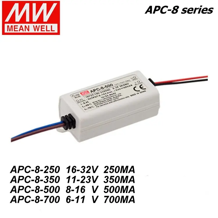 Mean Well APC 8 250/350/500/700mA Вт светодиодный водонепроницаемый драйвер Один выход