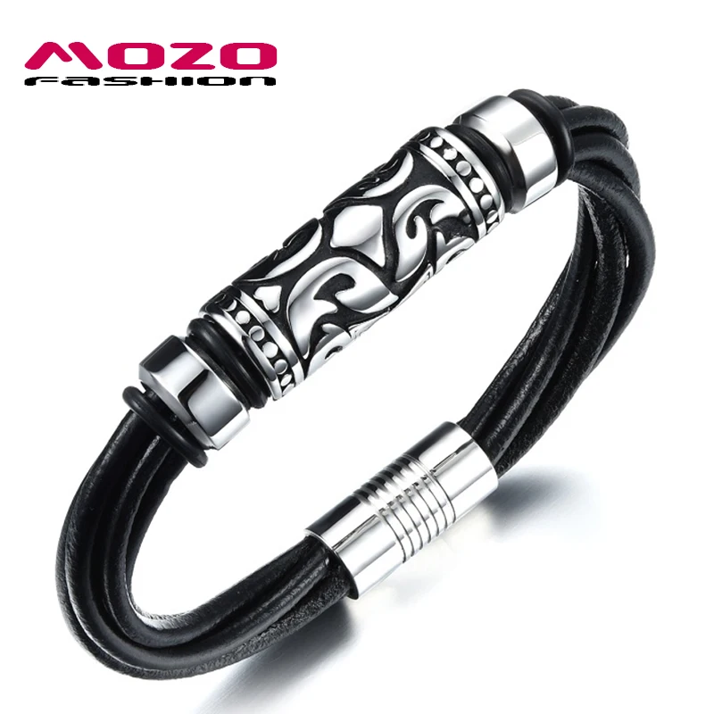 MOZO FASHION Men Bracelet Stainless Steel Magnetic Clasp Bracelet Twisted Multilayer Black Leather Bracelet Punk Jewelry MPH1058
MOZO FASHION Men Bracelet Stainless Steel Magnetic Clasp Bracelet Twisted Multilayer Black Leather Bracelet Punk Jewelry MPH1058