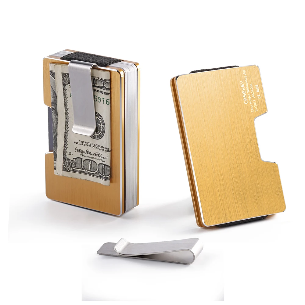 Casekey Rfid алюминиевый кошелек для карт металлический мини тонкий мужской держатель
