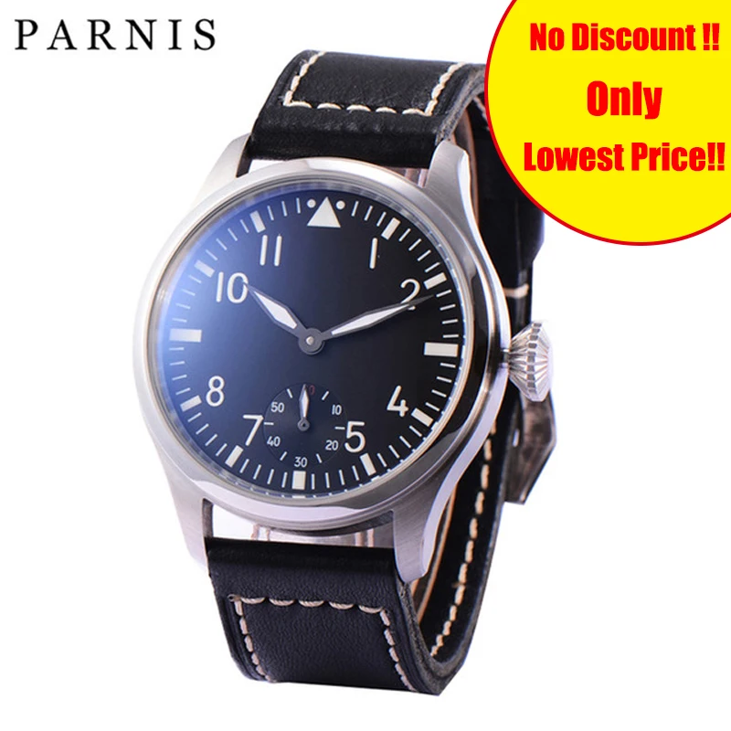 Фото Мужские механические часы PARNIS 43 мм с ручным заводом классические horloges mannen