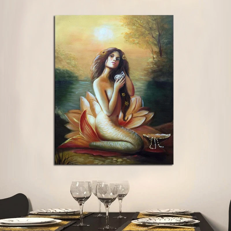 Hand painted mermaid pictures canvas art abstract oil painting on the wall art home decor gift for living room
Hand painted mermaid pictures canvas art abstract oil painting on the wall art home decor gift for living room