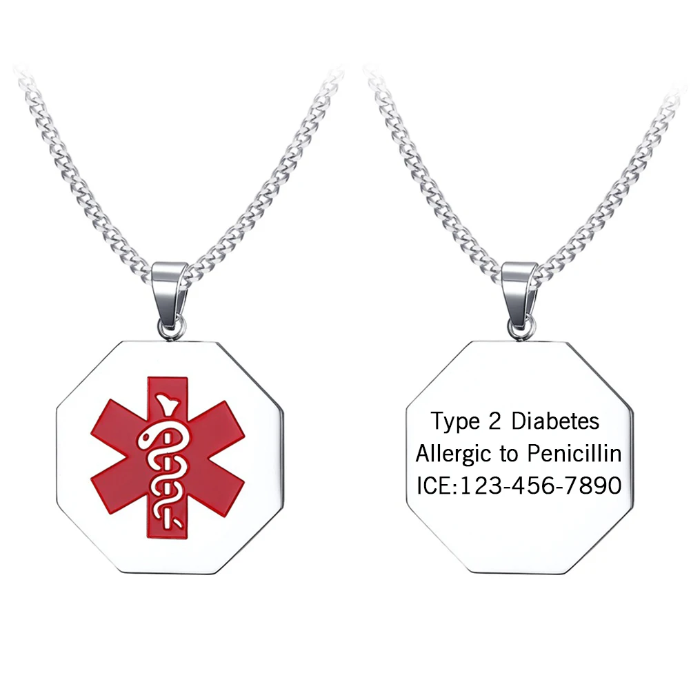 BONISKISS Men Necklaces Silver Color Women Bijoux Jewelry Stainless Steel Bangle & Bracelet Simple Medical Sign Free Engraving
BONISKISS Men Necklaces Silver Color Women Bijoux Jewelry Stainless Steel Bangle & Bracelet Simple Medical Sign Free Engraving