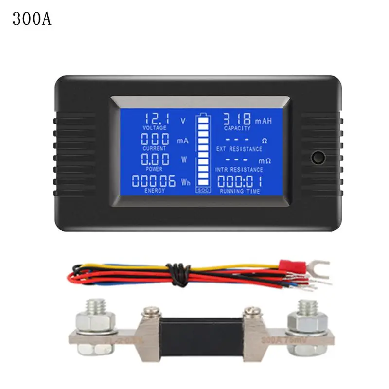 DC 0-200V 0-300A Battery Tester Voltmeter Ammeter Power Voltage Current Impedance Capacity Energy Time Meter Monitor
DC 0-200V 0-300A Battery Tester Voltmeter Ammeter Power Voltage Current Impedance Capacity Energy Time Meter Monitor