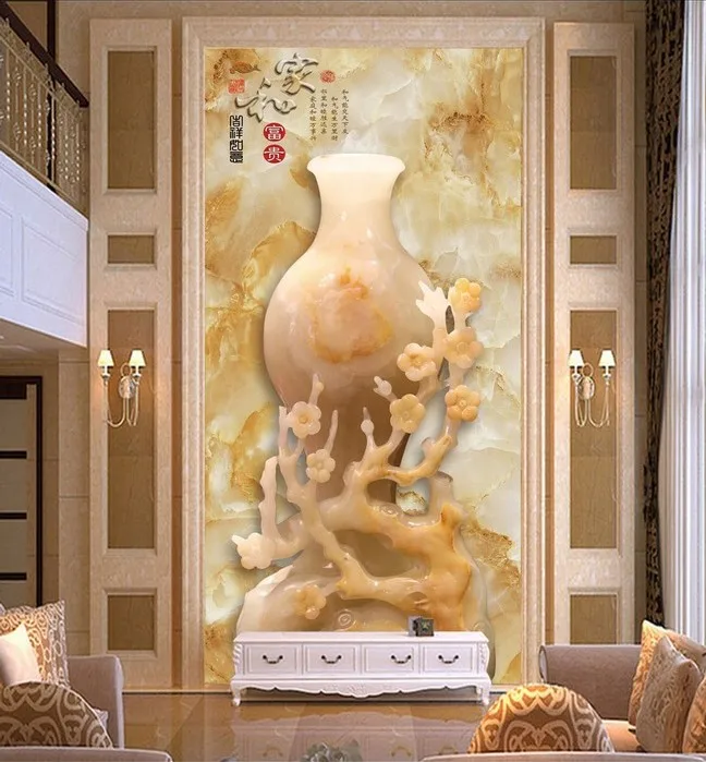Customized wallpaper mural Chinese style handmade art scenery with flower jade carving behind sofa as background in living room
Customized wallpaper mural Chinese style handmade art scenery with flower jade carving behind sofa as background in living room