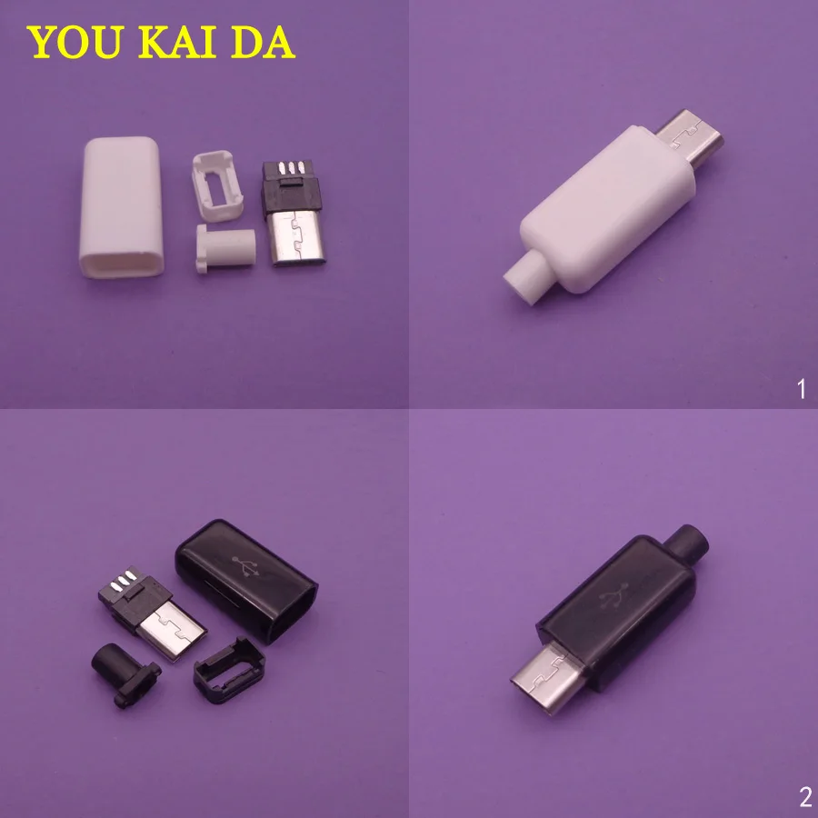 100 комплектов мини USB 5 контактный Штекерный разъем и пластиковая крышка для
