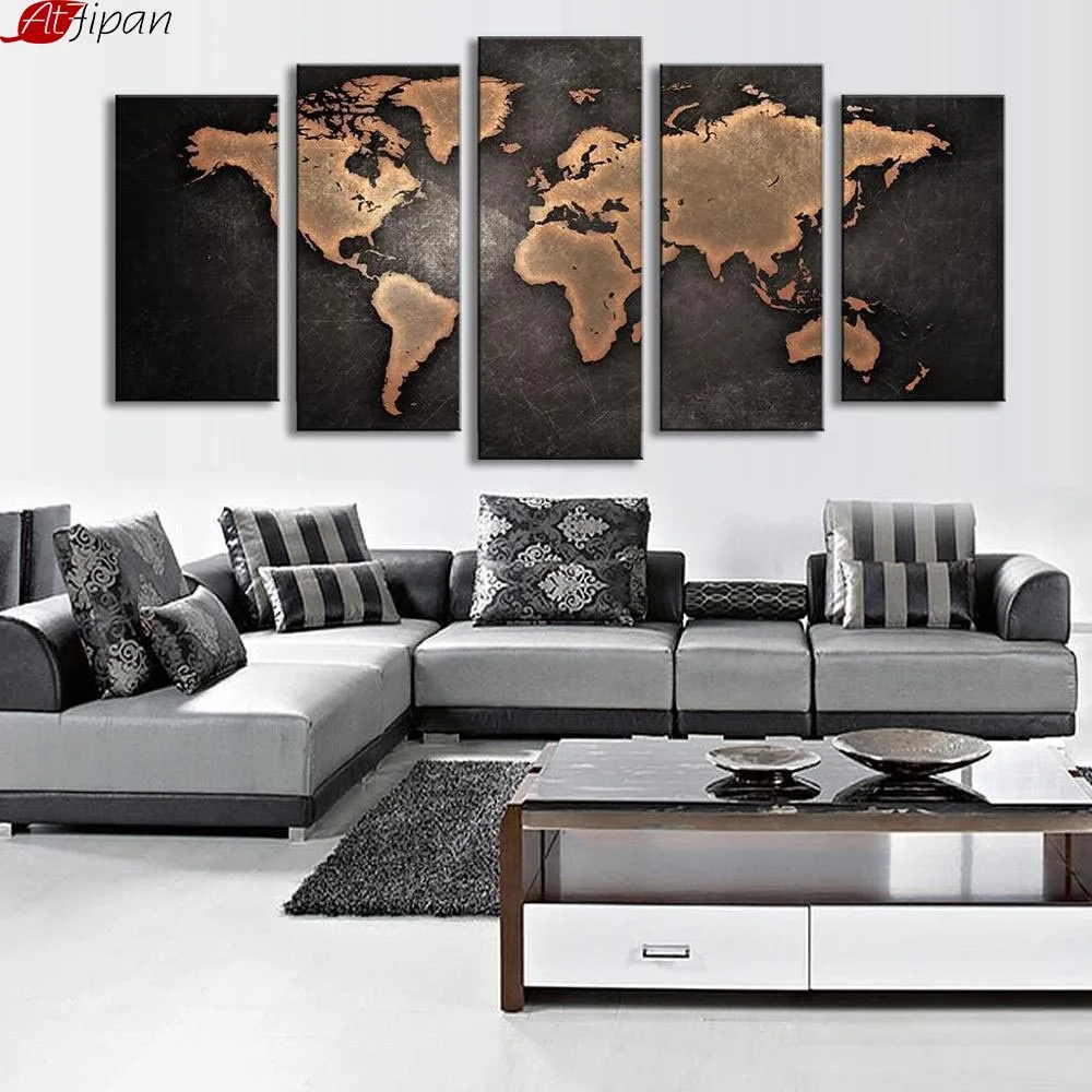 Modern Canvas Pictures HD Printed Wall Art Framework 5 Pieces Retro World Map For Living Room Home Decoration Painting Posters
Modern Canvas Pictures HD Printed Wall Art Framework 5 Pieces Retro World Map For Living Room Home Decoration Painting Posters