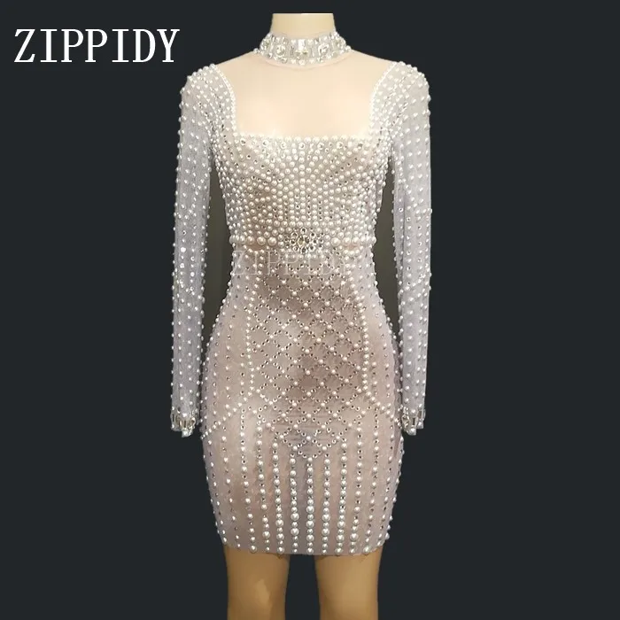 2019 Fashion Perspective Pearls Dress Women Birthday Celebrate See Through Mesh Stretch Dress Costume Evening Dance Dress YOUDU
2019 Fashion Perspective Pearls Dress Women Birthday Celebrate See Through Mesh Stretch Dress Costume Evening Dance Dress YOUDU
