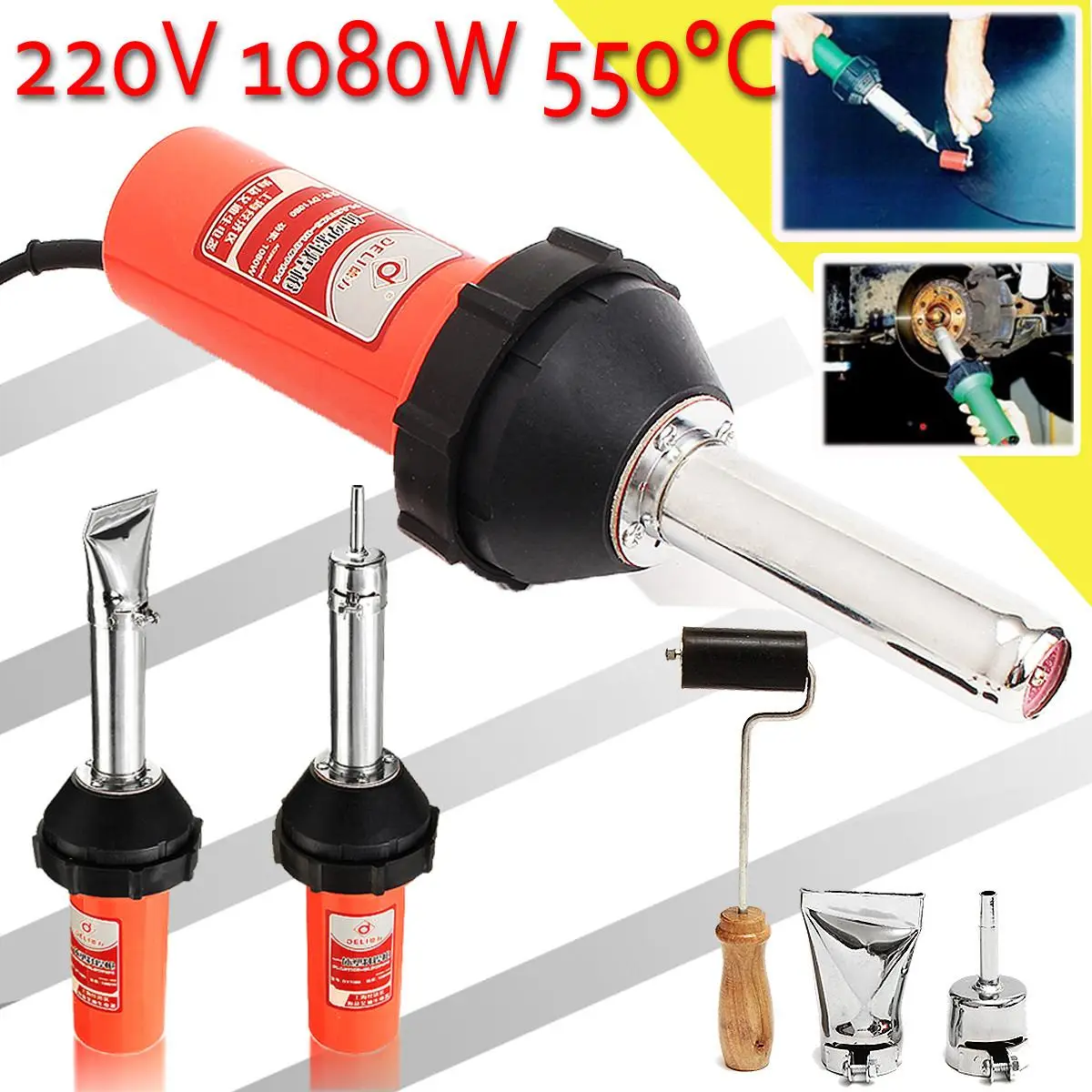 NEW 220V 1080W 50Hz Plastic Welding Hot Air Torch Welding Pistol Tool w/ Nozzle and Pressure Roller Kit for Welding Machine
NEW 220V 1080W 50Hz Plastic Welding Hot Air Torch Welding Pistol Tool w/ Nozzle and Pressure Roller Kit for Welding Machine