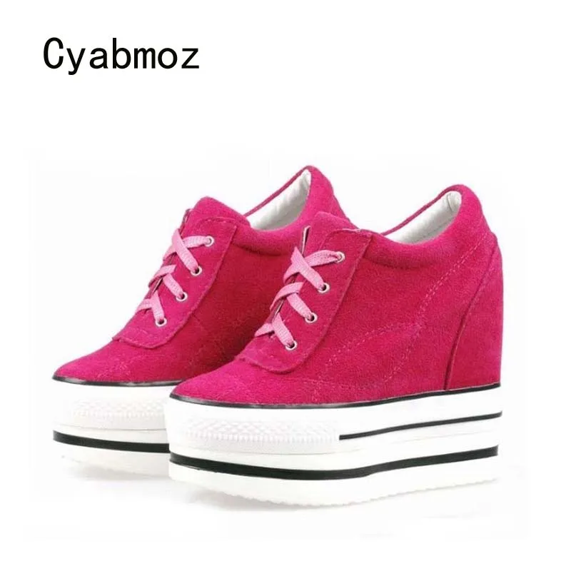 

Cyabmoz Genuine leather Women Platform Wedge Shoes Woman High heels Thick bottom Party shoes Zapatillas deportivas Zapatos mujer