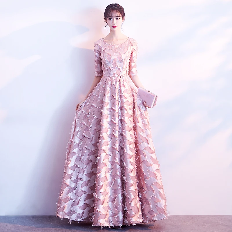 2021 Pink Long Evening Dresses Elegant O-Neck Half Sleeve Lace Party Long Prom Dresses LF326
2021 Pink Long Evening Dresses Elegant O-Neck Half Sleeve Lace Party Long Prom Dresses LF326