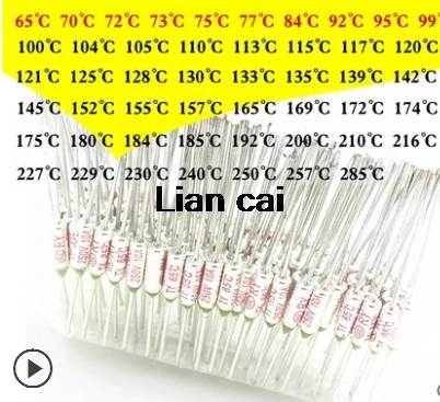 Термопредохранитель 65C ~ 285C 240C 216C 192C 185C 172C 150C 133C 121C Цельсия 15A 10A 250V термопредохранители, термоотсечки 100 шт.
Термопредохранитель 65C ~ 285C 240C 216C 192C 185C 172C 150C 133C 121C Цельсия 15A 10A 250V термопредохранители, термоотсечки 100 шт.