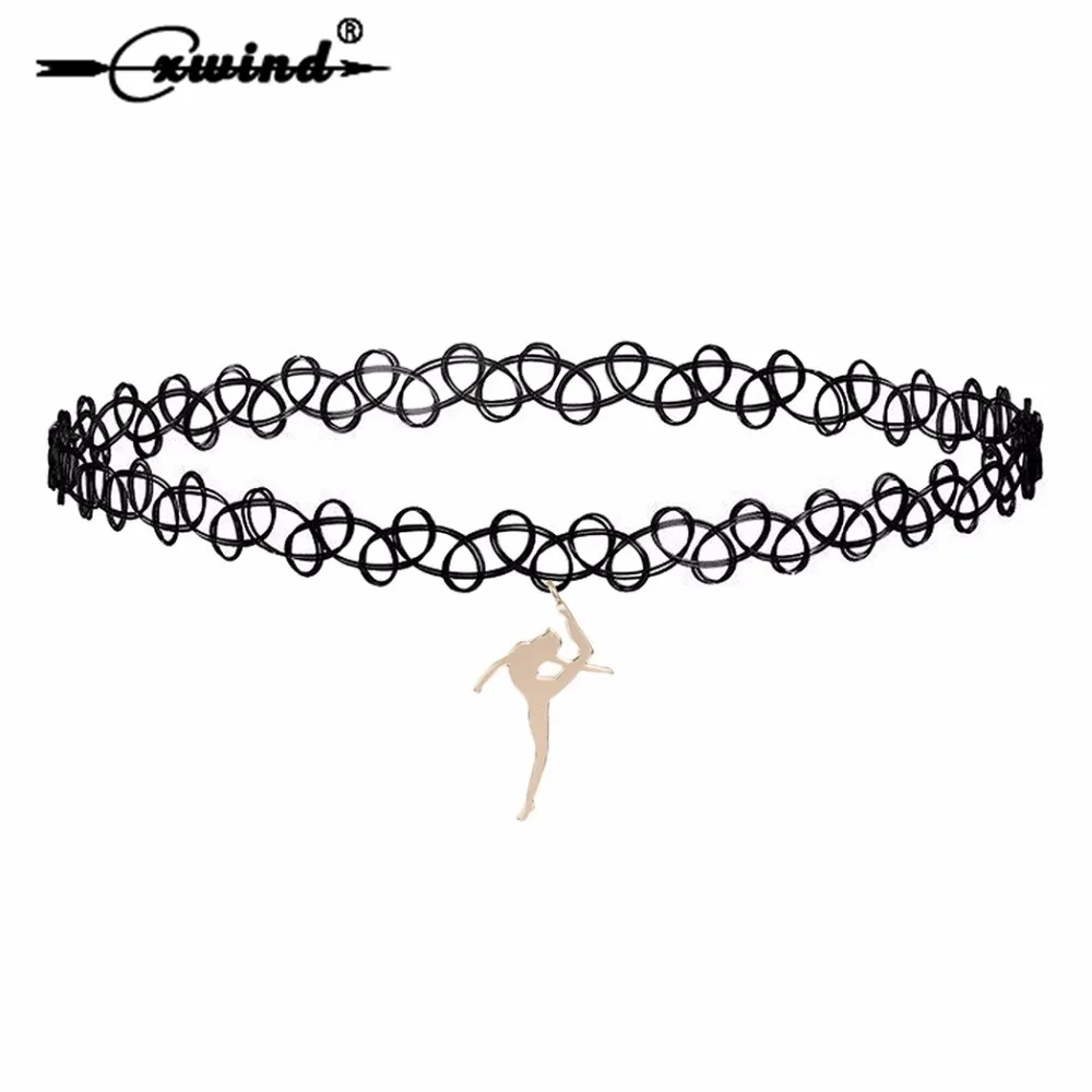 Cxwind New Ballet Girl Pendants Choker Necklaces for Women Neck Jewelry Elastic Lace Dance Girl Necklace collares de moda 2019
Cxwind New Ballet Girl Pendants Choker Necklaces for Women Neck Jewelry Elastic Lace Dance Girl Necklace collares de moda 2019
