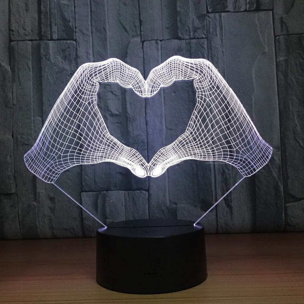 Novelty Heart Hand Shape 3d LED Lamp Touch Sensor 7 Color Touch Remote Control Table Lamp for Home Bedroom Decoration Gift
Novelty Heart Hand Shape 3d LED Lamp Touch Sensor 7 Color Touch Remote Control Table Lamp for Home Bedroom Decoration Gift