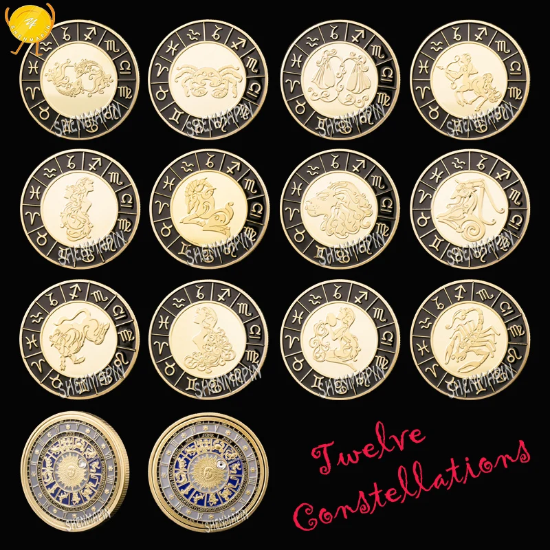 Twelve Constellations Commemorative Coin Talent Character Astrology Diamond-Set Sun Moon Constellation Coins Collectibles Gifts
Twelve Constellations Commemorative Coin Talent Character Astrology Diamond-Set Sun Moon Constellation Coins Collectibles Gifts