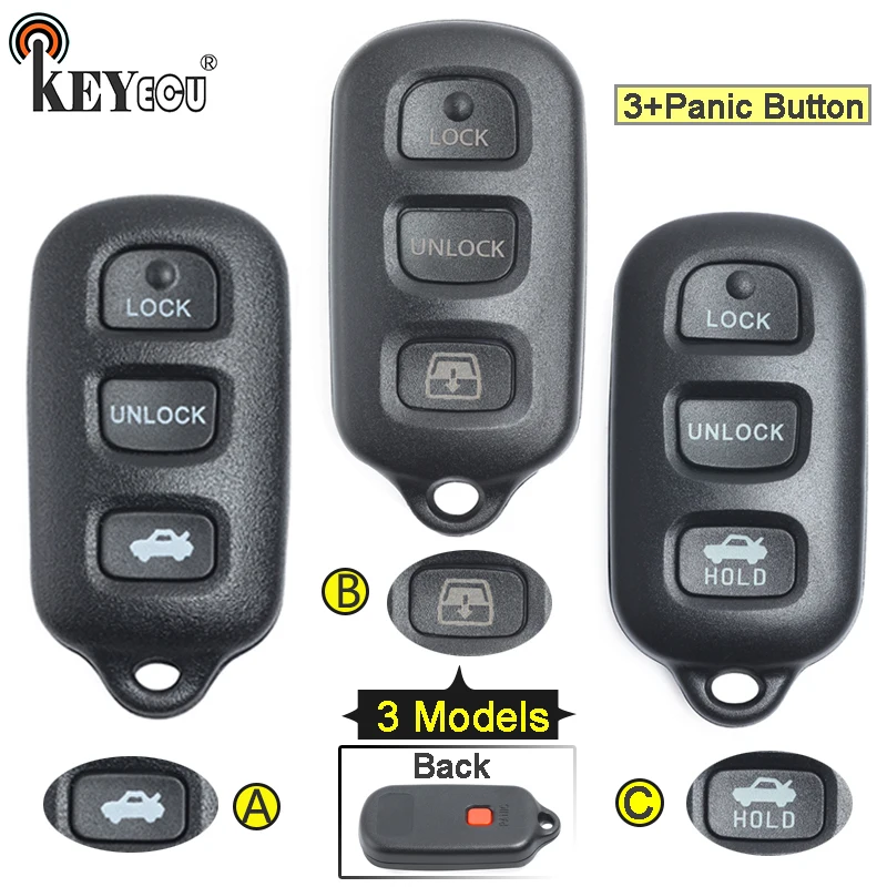 

KEYECU for Toyota Highlander RAV4 FJ Cruiser Tacoma Replacement Remote Key Shell Case Fob 4 Button FCC: HYQ12BBX GQ43VT14