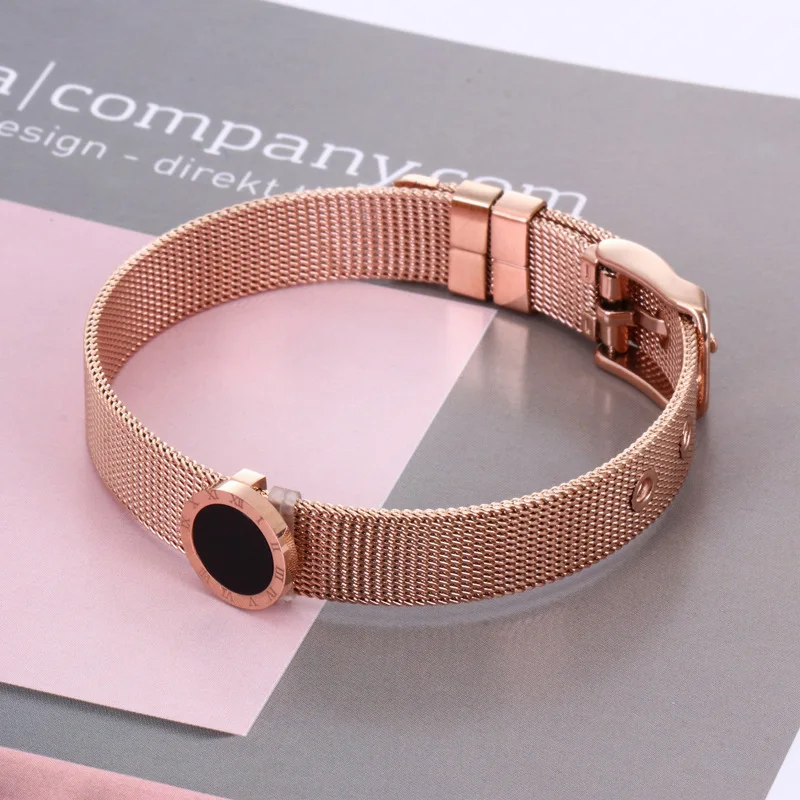 New Arrival Titanium Steel Black Round with Ruman Numerals Bangle Gift Jewelry Rose gold color Bracelet Women Hand Jewelry
New Arrival Titanium Steel Black Round with Ruman Numerals Bangle Gift Jewelry Rose gold color Bracelet Women Hand Jewelry