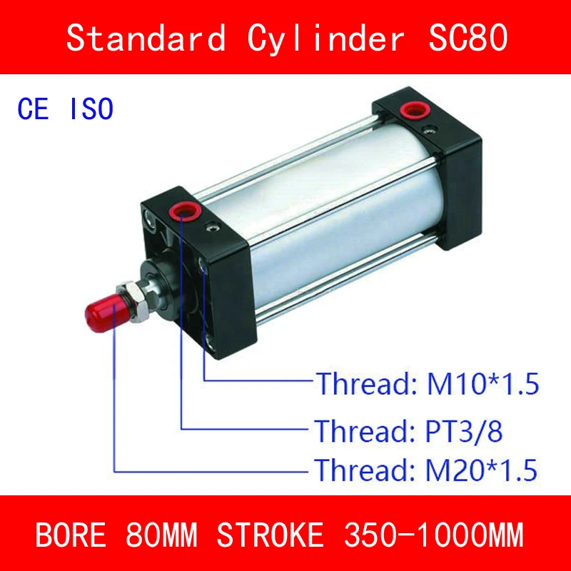 CE ISO SC80 Standard Air Cylinders Valve Bore 80mm Strock 350 to 1000mm Stroke Single Rod Double Acting Pneumatic Cylinder
CE ISO SC80 Standard Air Cylinders Valve Bore 80mm Strock 350 to 1000mm Stroke Single Rod Double Acting Pneumatic Cylinder