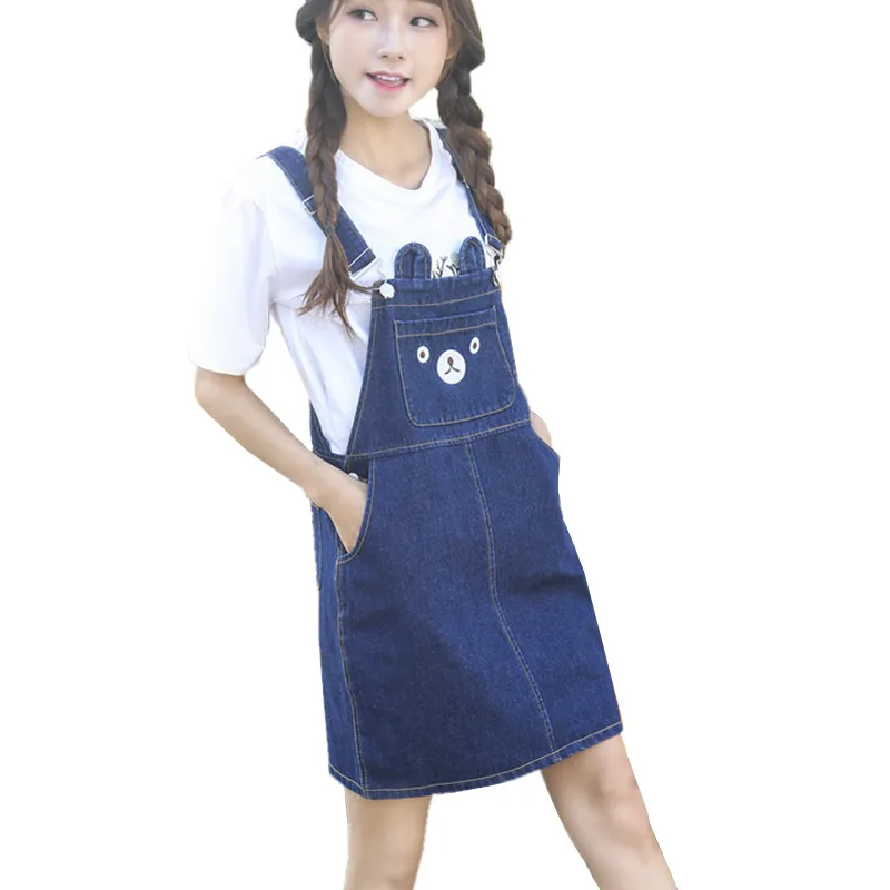 Korean Fashion Cute Bear Print Kawaii Skirt Denim Overalls Women Preppy Style Jeans Suspenders Skirts jupe jean
Korean Fashion Cute Bear Print Kawaii Skirt Denim Overalls Women Preppy Style Jeans Suspenders Skirts jupe jean