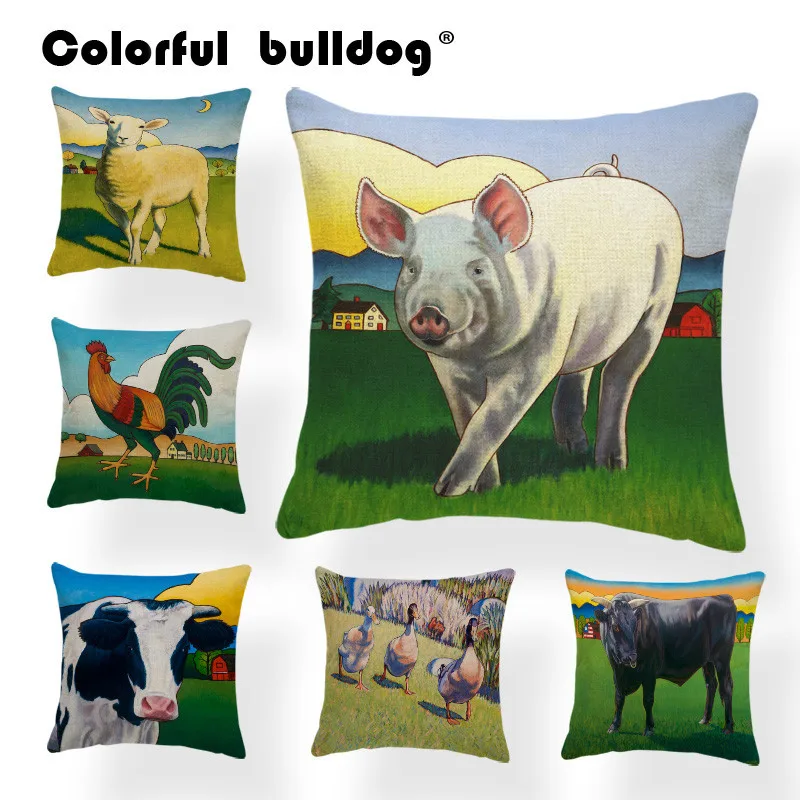 Simple Animal Farmhouse Cushion Covers Chicken Pig Cattle Sheep Duck Grass Rustic 45X45Cm Polyester Room Decorative Pillows
Simple Animal Farmhouse Cushion Covers Chicken Pig Cattle Sheep Duck Grass Rustic 45X45Cm Polyester Room Decorative Pillows