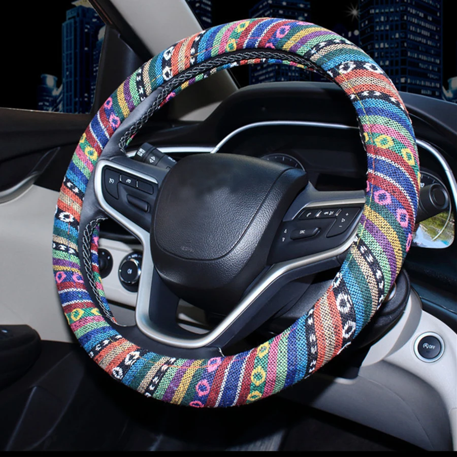 Universal folk-custom style flax Car Steering Wheel Cover 38cm Wrap Natural Fibers Anti Slip Car Styling Interior Accessories
Universal folk-custom style flax Car Steering Wheel Cover 38cm Wrap Natural Fibers Anti Slip Car Styling Interior Accessories