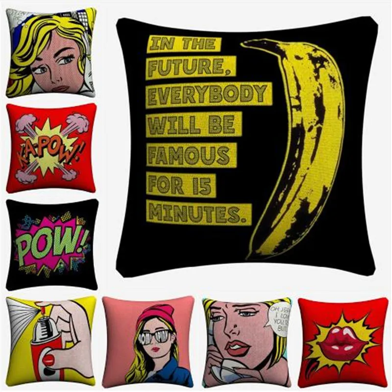 Pop Art Fashion Cartoon Figure Decorative Cotton Linen Cushion Cover 45x45cm Throw Pillow Case For Sofa Home Decor
Pop Art Fashion Cartoon Figure Decorative Cotton Linen Cushion Cover 45x45cm Throw Pillow Case For Sofa Home Decor