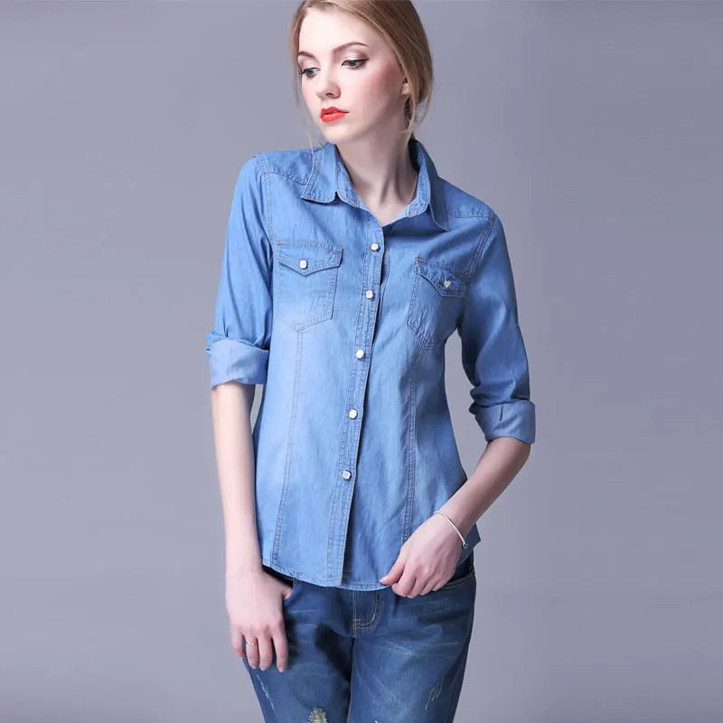 Autumn Shirts Women New Denim Shirt Blouse Female Turn Down Collar All Matches Long Sleeve Blouses Shirt Women Plus Size Tops
Autumn Shirts Women New Denim Shirt Blouse Female Turn Down Collar All Matches Long Sleeve Blouses Shirt Women Plus Size Tops