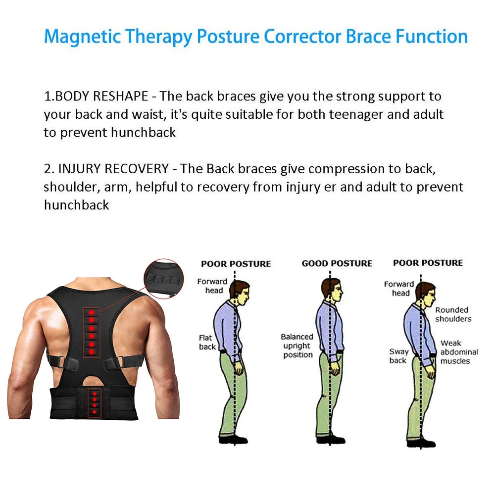 NEW Posture Corrector Support Magnetic Back Shoulder Brace Belt for Unisex Adults Students
NEW Posture Corrector Support Magnetic Back Shoulder Brace Belt for Unisex Adults Students