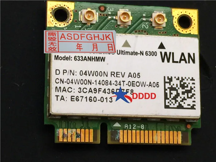 Оригинал для Dell Intel 6300 проект N Беспроводной Wi-Fi 802 11 a/g/n полувысотная мини-PCI Express