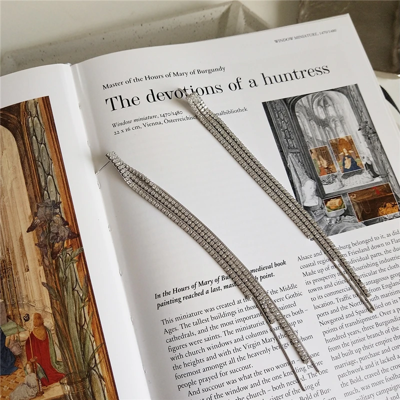 Vintage 925 Sterling Silver 3 Rows Crystal CZ Tassel Earrings Long Silver Chain Zircon Dangle Drop Earring Femme Brincos Jewelry
Vintage 925 Sterling Silver 3 Rows Crystal CZ Tassel Earrings Long Silver Chain Zircon Dangle Drop Earring Femme Brincos Jewelry