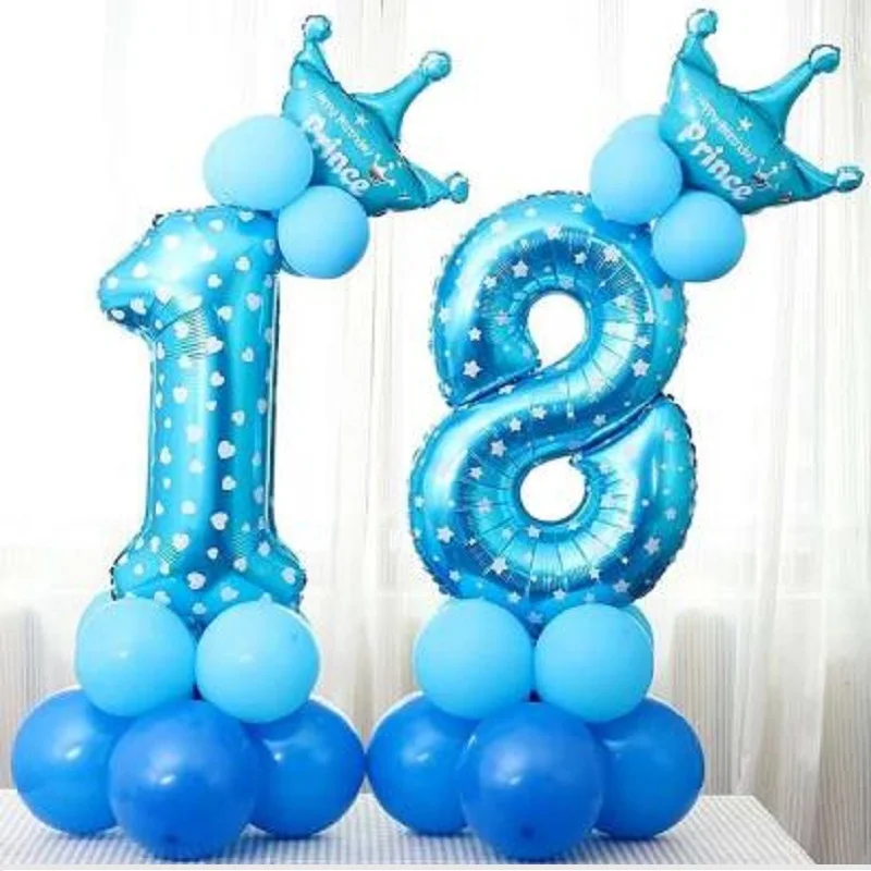 26pcs/set Number Crown Aluminum Foil Balloons Pillar Birthday Party Road Lead Baby Shower Party Decoration Blue and Pink Digital
26pcs/set Number Crown Aluminum Foil Balloons Pillar Birthday Party Road Lead Baby Shower Party Decoration Blue and Pink Digital